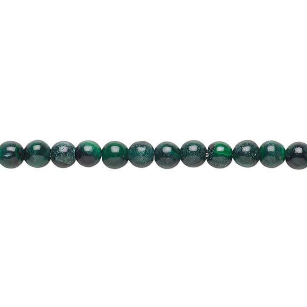 Malachite 1pkg1, round bead natural 15 inch 3-4mm image number 0