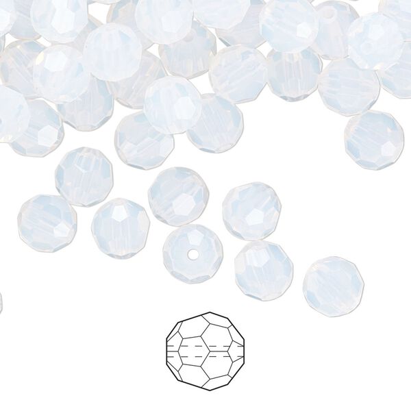 Bead 24pk white opal, Preciosa Czech crystal 6mm round image number 0