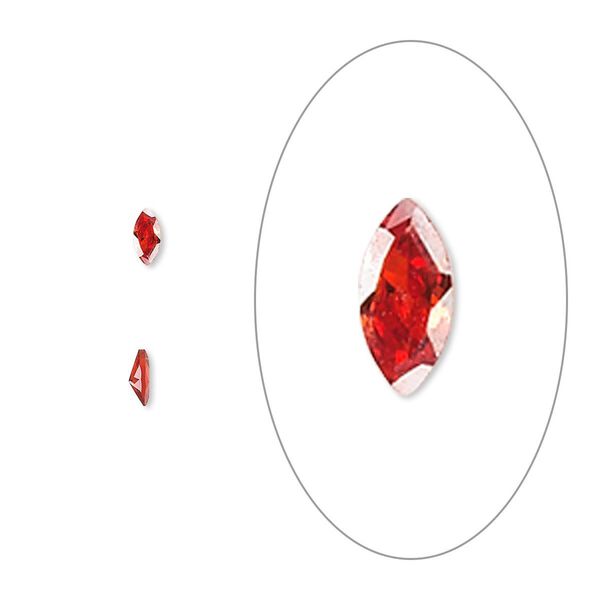 Gem, cubic zirconia, garnet red, 4x2mm faceted marquise, Mohs hardness 8-1/2. Sold per pkg of 5. image number 0
