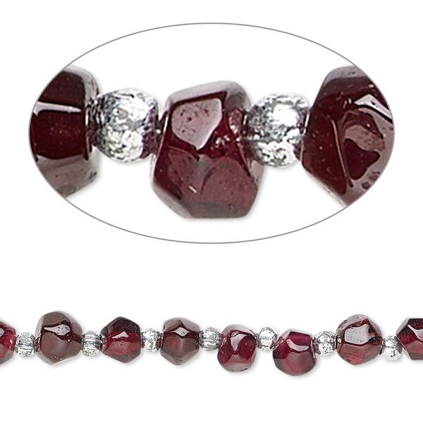 Bead, garnet (dyed), 3x3mm-5x4mm hand-cut faceted double cone, C grade, Mohs hardness 7 to 7-1/2. Sold per 8-inch strand. image number 0