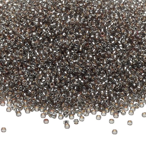 Seed bead, Miyuki, glass, pkg/35g, #15 rocaille, Duracoat® transparent silver-lined dark seafoam, (RR-4274). image number 0