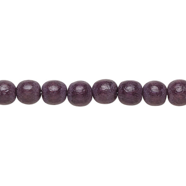 Bead, Taiwanese cheesewood (dyed / waxed), chocolate brown, 5-6mm round. Sold per pkg of (2) 15-1/2" to 16" strands. image number 0
