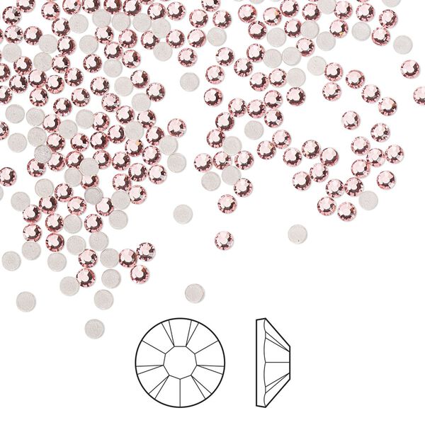Flat back 144pk light rose foil back, Preciosa MAXIMA Czech crystal hotfix rhinestone 1.9-2.1mm chaton rose round SS6 image number 0