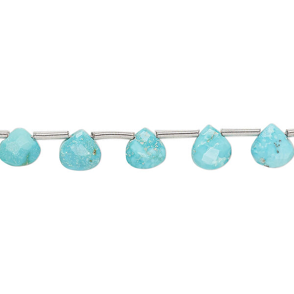 Imperial crown turquoise 1pkg16, hand-cut top-drilled faceted puffed teardrop bead natural C+ grade, 5-7mm image number 0