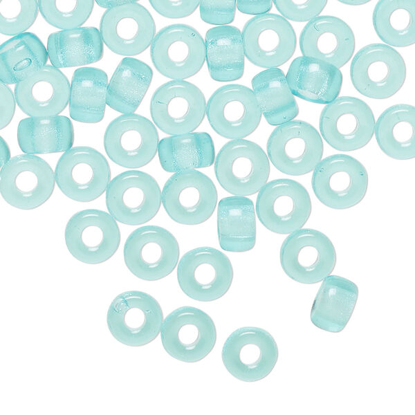 Czech pressed glass 1pkg100, crow bead transparent light aqua 6x4mm image number 0