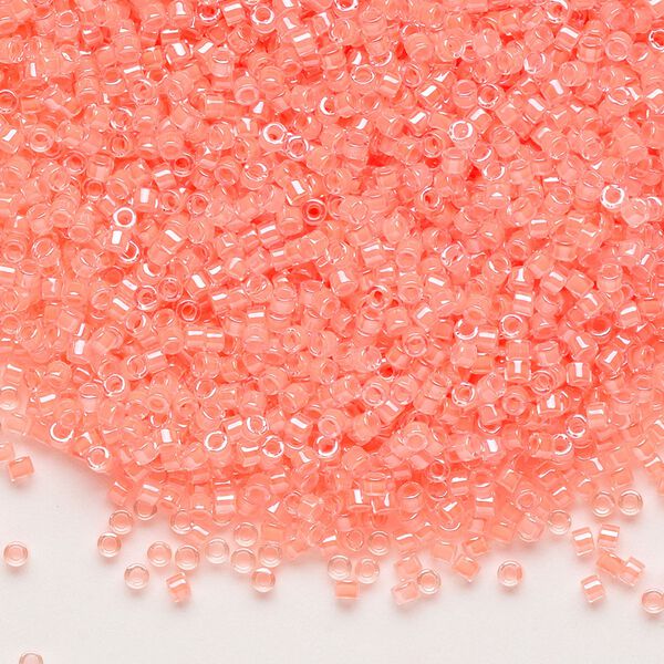 Seed bead, Delica®, glass, pkg/250g, #11 round, translucent luminous inside dyed color flamingo (DB-2034). image number 0