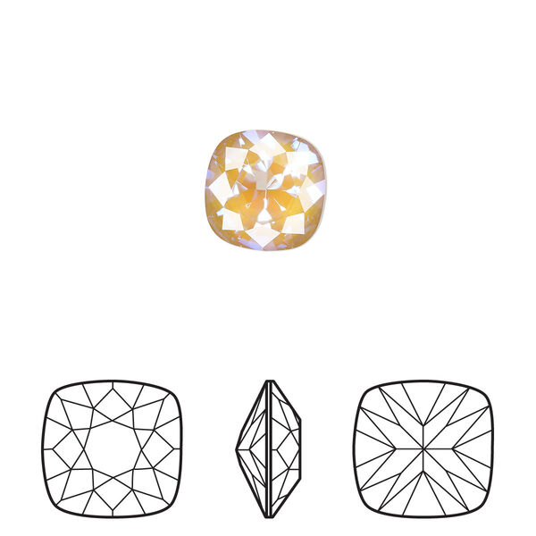 Fancy stone 2pk crystal ochre DeLite, Crystal Passions® 10mm cushion 4470 image number 0