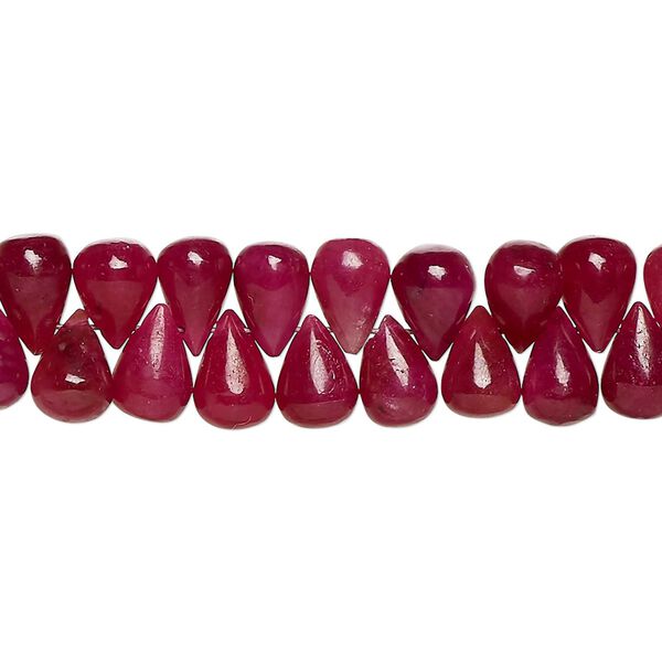 Indian ruby 1pkg1, hand-cut top-drilled teardrop bead 8 inch 6x5mm-8x7mm image number 0