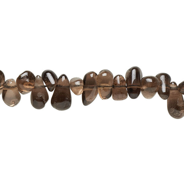 Smoky quartz 1pkg1, hand-cut top-drilled teardrop bead 14 inch 5x3mm-9x5mm image number 0