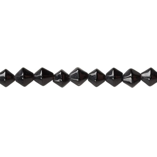 Bead, glass, opaque black, 3-5mm faceted bicone. Sold per 12-inch strand. image number 0