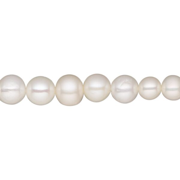 Pearl, White Lotus™, cultured freshwater (bleached), white, 4-9.5mm graduated semi-round, C grade, Mohs hardness 2-1/2 to 4. Sold per 18-inch strand. image number 0