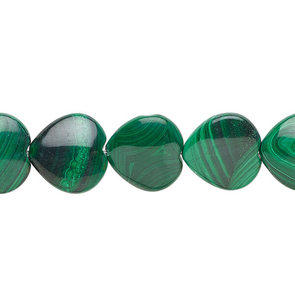 Malachite 1pkg1, heart bead natural 8 inch 12mm image number 0