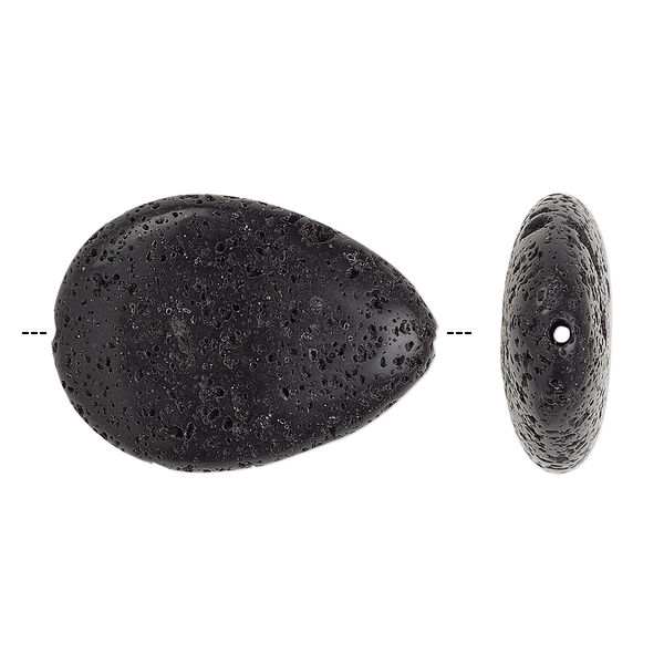 Lava rock 1pkg2, teardrop bead 25x18mm image number 0
