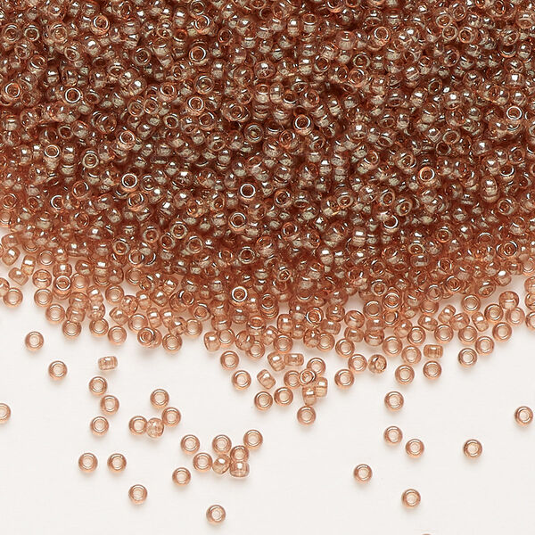Seed bead, Miyuki, glass, pkg/250g, #15 rocaille, translucent gold luster peach topaz (RR-310). image number 0