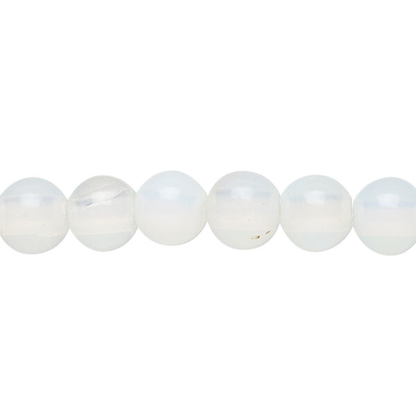 Bead, sea "opal" (glass), translucent to semitranslucent, 8mm round with 2-2.5mm hole. Sold per pkg of 10. image number 0