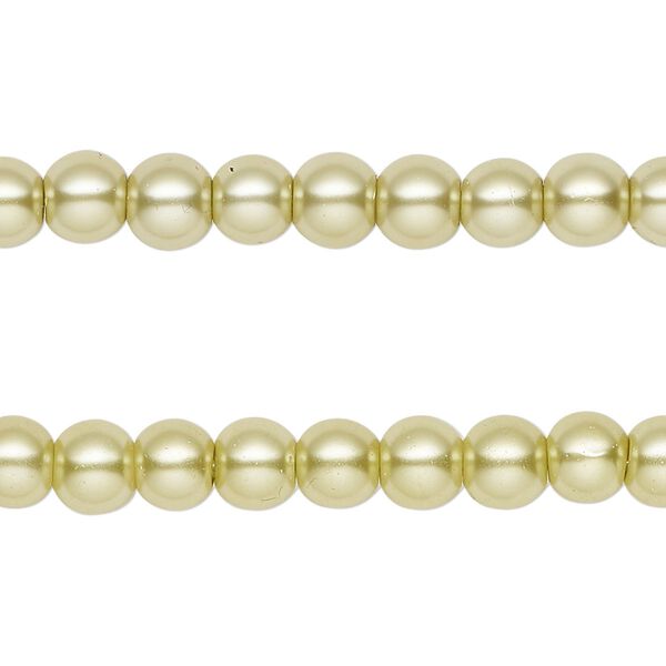 Bead, glass pearl, olive green, 6mm round. Sold per pkg of (2) 15-inch strands, approximately 140 beads. image number 0