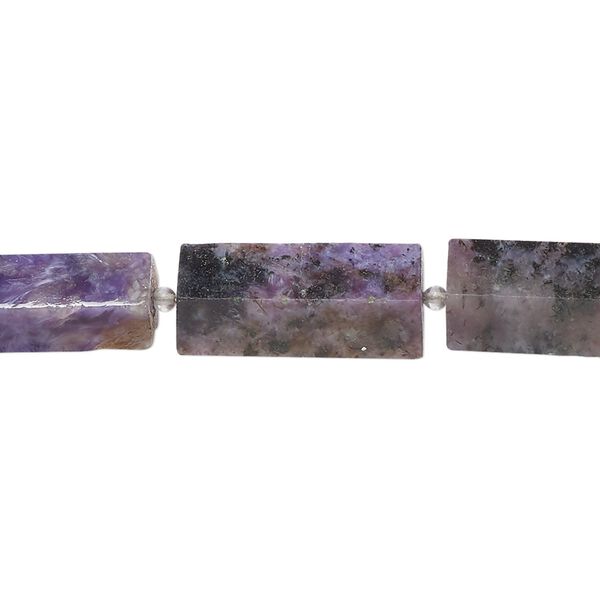 Charoite 1pkg10, 5-sided tube bead natural graduated 12x6mm-18x8mm image number 0