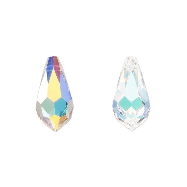Briolette 4pk crystal AB, Preciosa Czech crystal 18x9mm pendant drop image number 0