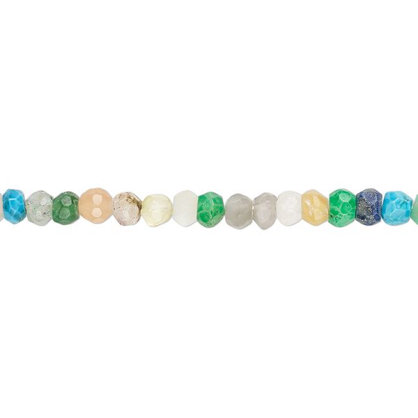 Multi-gemstone 1pkg1, hand-cut faceted rondelle bead 12 inch 3x2mm-4x3mm image number 0