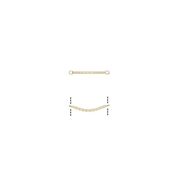 Link, gold-plated brass, 20x3mm twisted curved bar. Sold per pkg of 50. image number 0