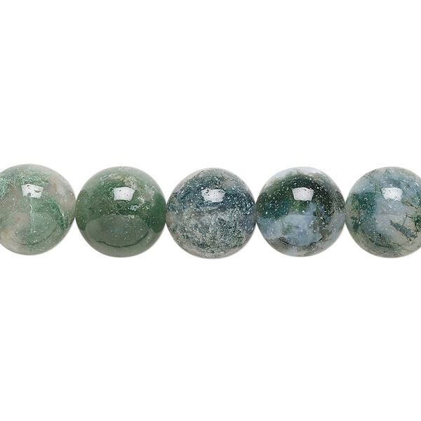 Moss agate 1pkg1, round bead natural 15.5-16 inch 10mm image number 0