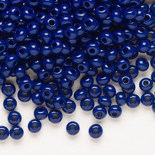 Seed bead, Preciosa Ornela Czech glass, pkg/50g, #6 rocaille, opaque cobalt blue, (33070). image number 0