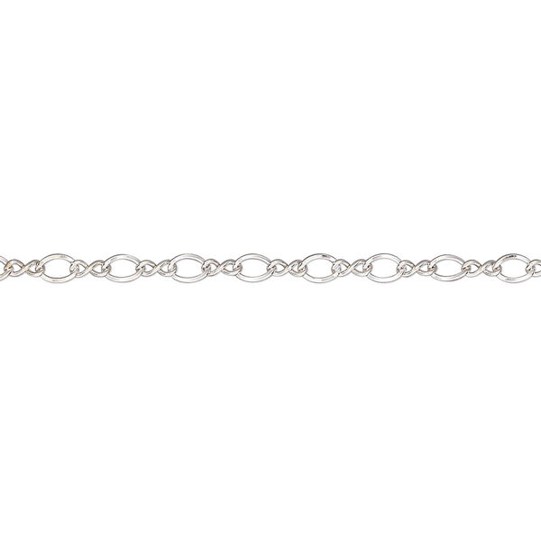 Chain, sterling silver, 2.3mm flat figure 8. Sold per 50-foot spool. image number 0