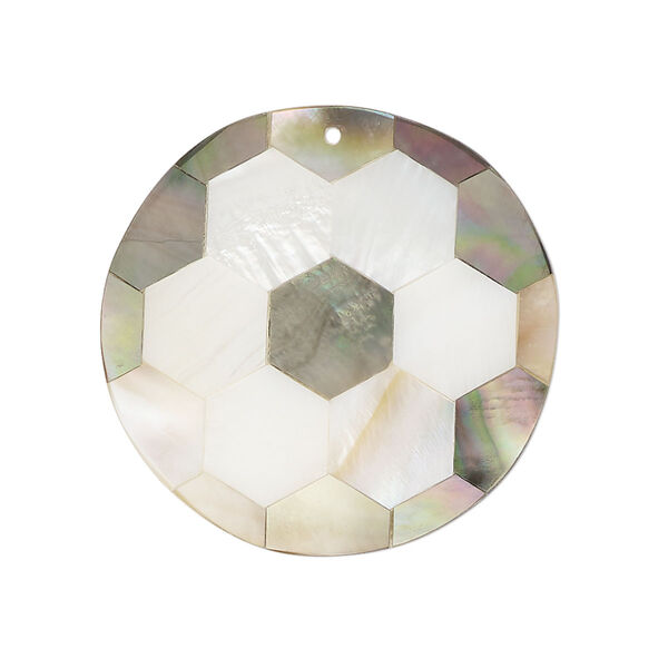 Focal, black lip shell / gold lip shell / mother-of-pearl shell (assembled), 30mm single-sided round, Mohs hardness 3-1/2. Sold individually. image number 0