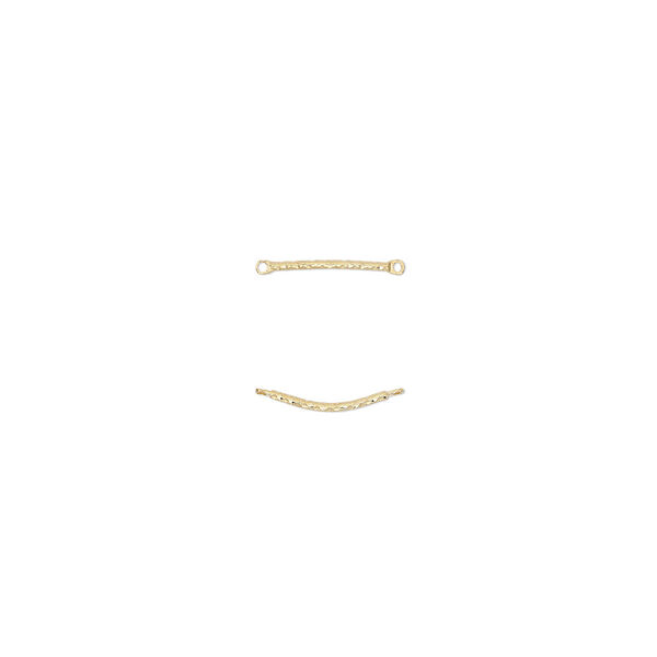 Link, gold-plated brass, 20x3mm diamond-cut curved bar. Sold per pkg of 20. image number 0