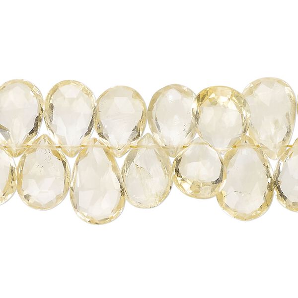 Citrine 1pkg1, hand-cut top-drilled faceted puffed teardrop bead 8 inch 9x6mm-12x9mm image number 0