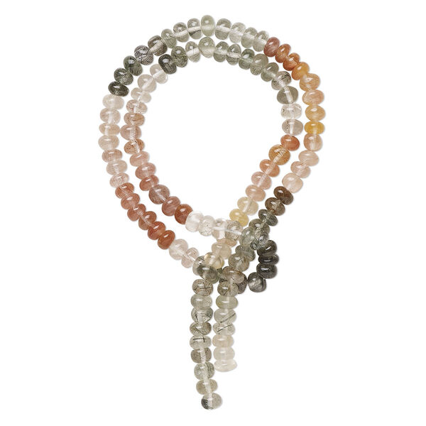 Multi-quartz 1pkg1, hand-cut rondelle bead natural 14 inch 5x3mm image number 0