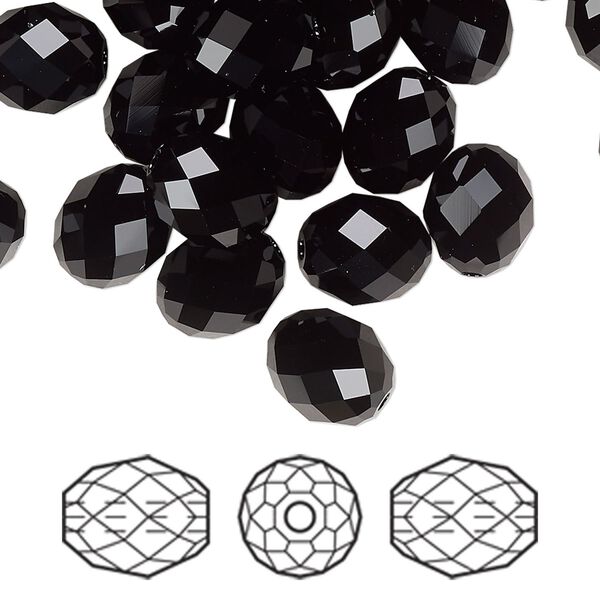 Bead 72pk jet, Swarovski® 9.5x8mm olive briolette 5044 image number 0