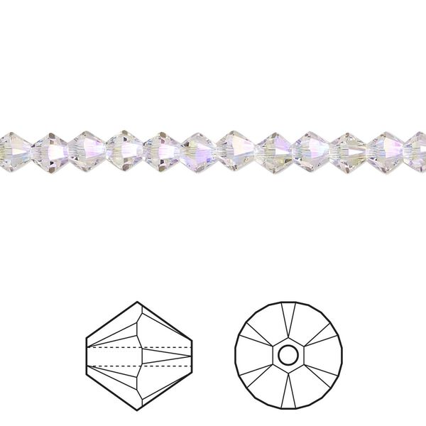 Bead 1440pk crystal shimmer 2X, Swarovski® 4mm XILION bicone 5328 image number 0