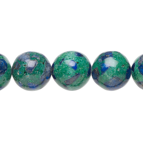 Azurite-malachite / resin 1pkg1, round bead 15.5-16 inch 12mm image number 0