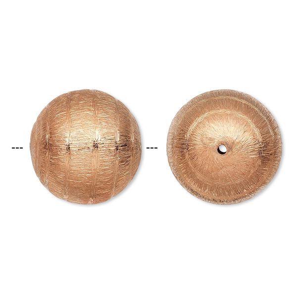 Bead, copper, 20mm brushed round with swirl design. Sold per pkg of 2. image number 0