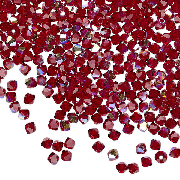 Bead 48pk Siam AB, Preciosa Czech crystal 3mm bicone image number 0