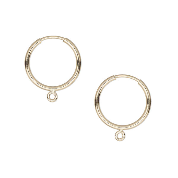 Earring hoop 1pkg2 14Kt gold-filled, 14mm / endless loop / closed loop, 21 gauge 1 pair image number 0