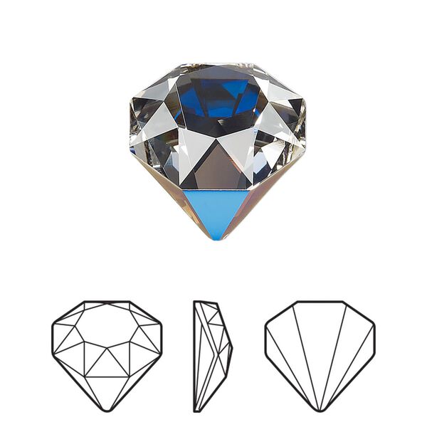 Fancy stone 1pk crystal Bermuda metallic blue Z foil back, Crystal Passions® 18mm tilted chaton 4928 image number 0