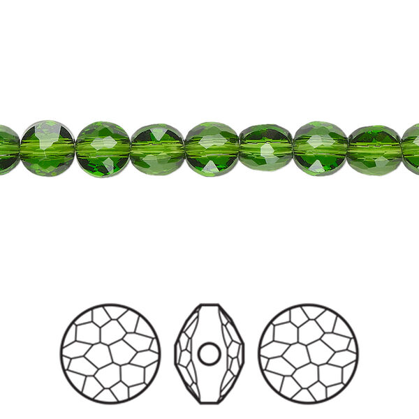 Bead 4pk fern green, Crystal Passions® 6mm puffed round 5034 image number 0