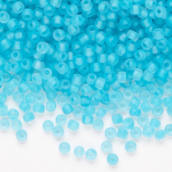 Glass Dyna-Mites™ seed bead 1pkg1, #8 round translucent inside dyed color matte sea green (245MA 8/0 RR) 40g image number 0