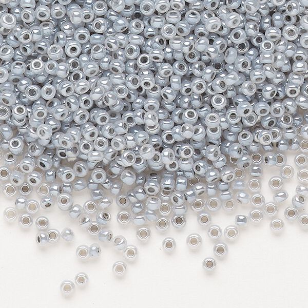 Seed bead, Dyna-Mites™, glass, pkg/1/2kg, #11 round, opaque ceylon pastel grey, (340 11/0 RR). image number 0