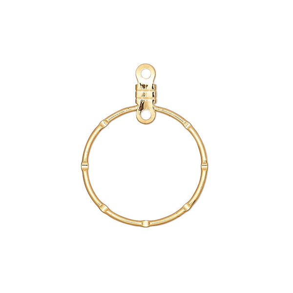 Beading hoop, gold-plated steel, 20mm notched round with closed loop. Sold per pkg of 10. image number 0