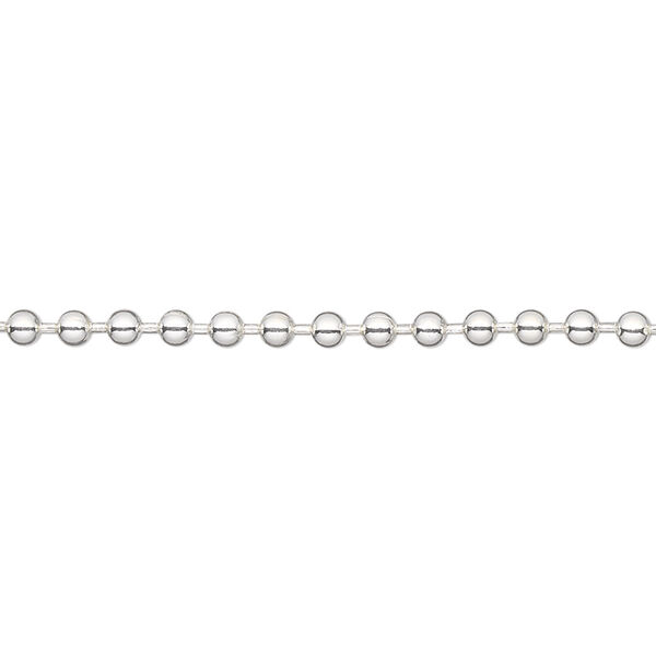 Chain, silver-plated steel, 2.4mm ball. Sold per 50-foot spool. image number 0