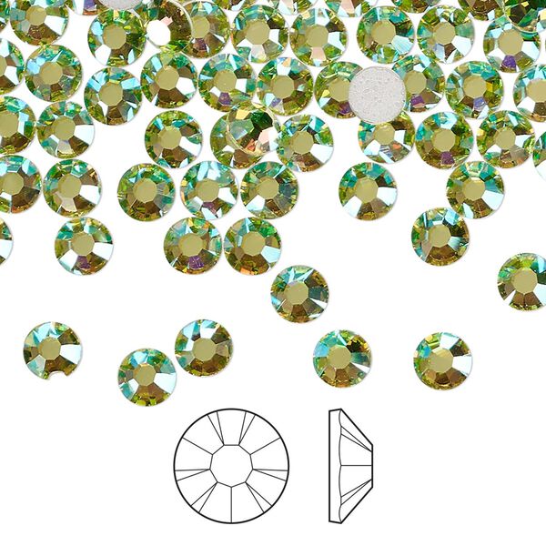 Flat back 144pk limecicle AB foil back, Preciosa MAXIMA Czech crystal hotfix rhinestone 4.6-4.8mm chaton rose round SS20 image number 0