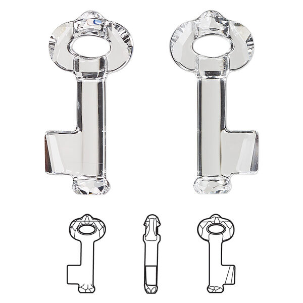 Focal 1pk crystal, Crystal Passions® 30x13.5mm pendant key 6919 image number 0