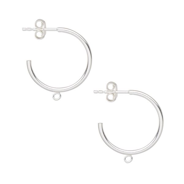 Earring 1pkg2 sterling silver, 20mm hoop / closed loop, 1 pair image number 0