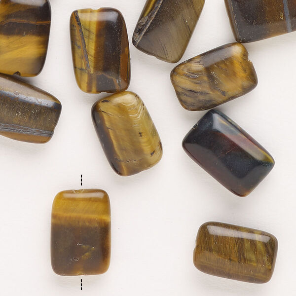 Tigereye 1pkg25, puffed rectangle bead natural 12x8mm-13x9mm image number 0