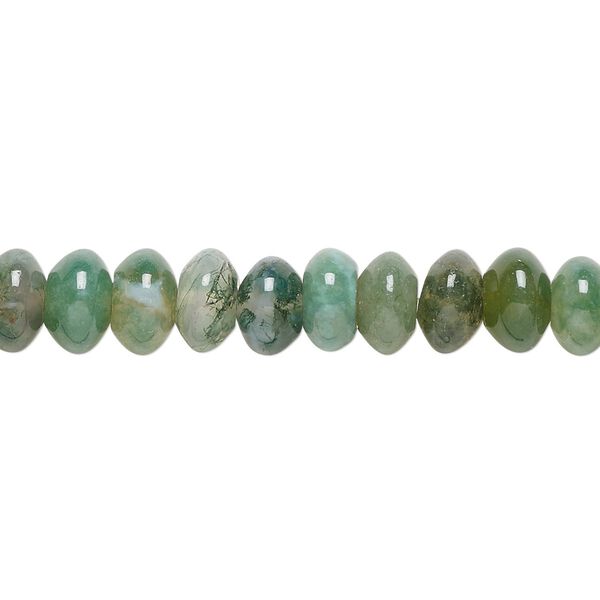 Moss agate 1pkg1, rondelle bead natural 15.5-16 inch 8x5mm image number 0