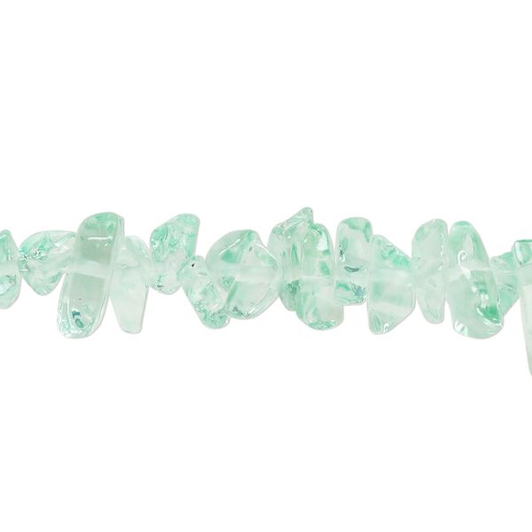 Bead, glass, translucent mint green, small to extra-large chip. Sold per 30-inch strand. image number 0