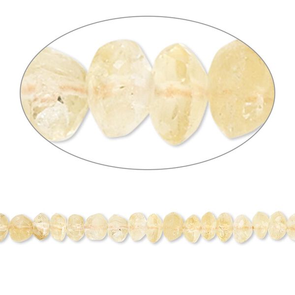Citrine 1pkg1, hand-cut faceted rondelle bead 14 inch 4x2mm-5x3mm image number 0